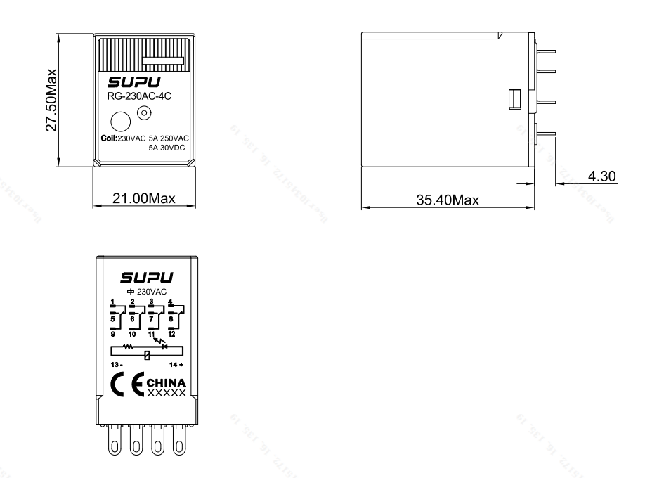 標準型繼電器插頭RG-230AC-4C