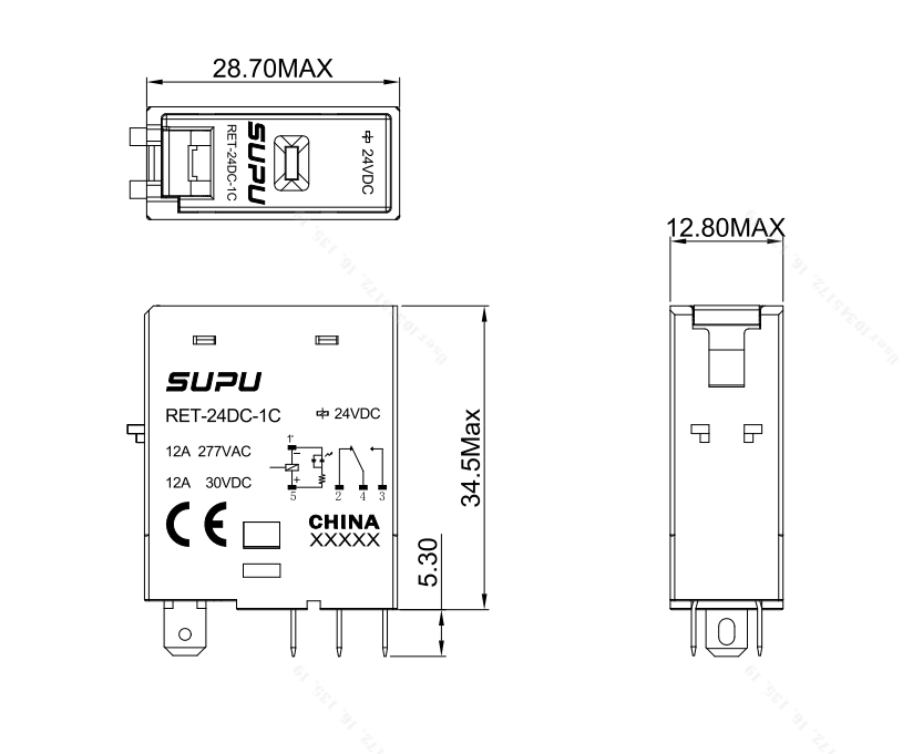 薄型繼電器插頭RET-24DC-1C